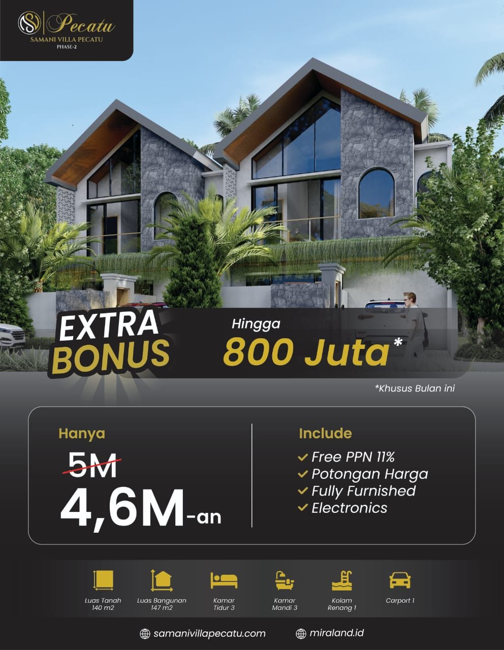 Samani Villa Pecatu Modern Tropis - Uluwatu Kuta Selatan - Badung - Bali - Unit Swastika