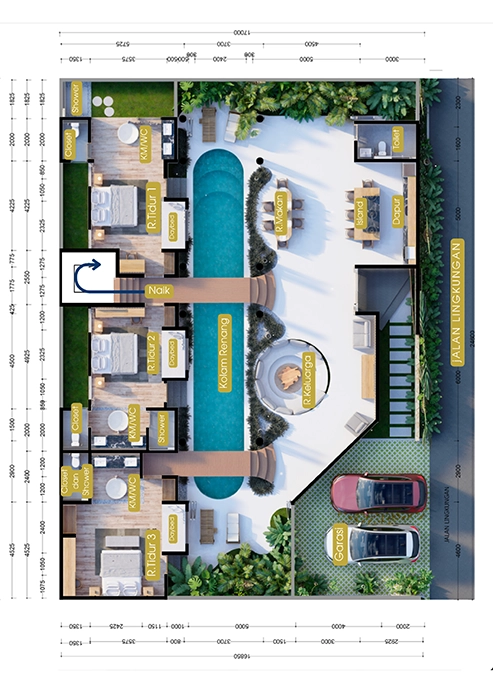 DENAH-LT1-Samani Villa Pecatu Modern Tropis - Uluwatu Kuta Selatan - Badung - Bali - Unit Maheswara