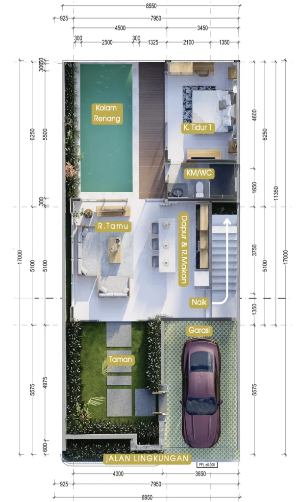 DENAH-LT1- Samani Villa Pecatu Modern Tropis - Uluwatu Kuta Selatan - Badung - Bali - Unit Swastika