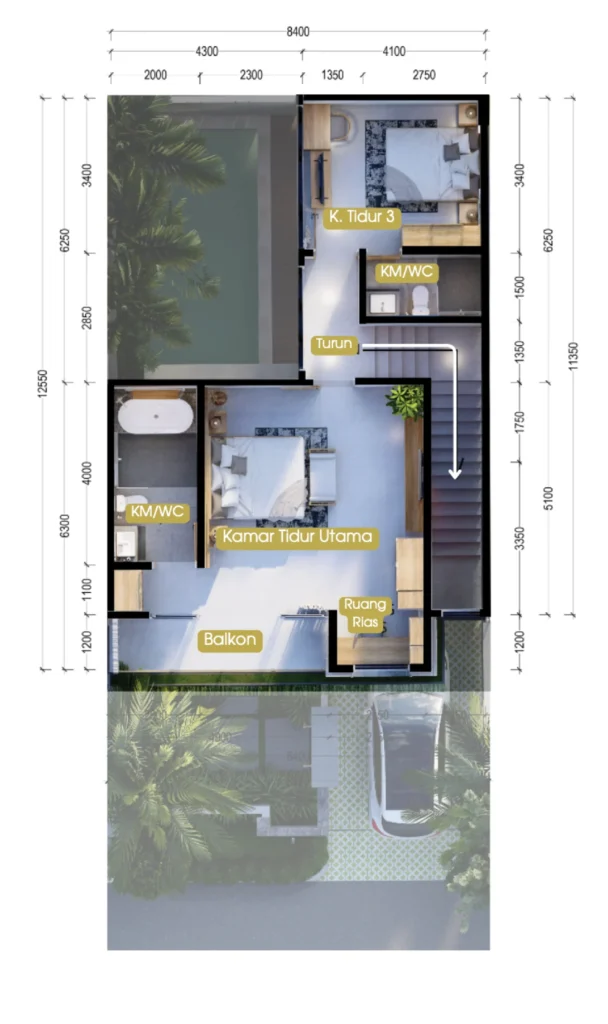 DENAH-LT2-Samani Villa Pecatu Modern Tropis - Uluwatu Kuta Selatan - Badung - Bali - Unit Swastika